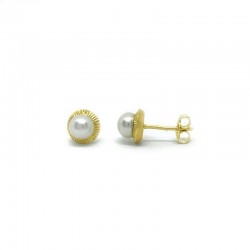 Pearl carved bezel earrings