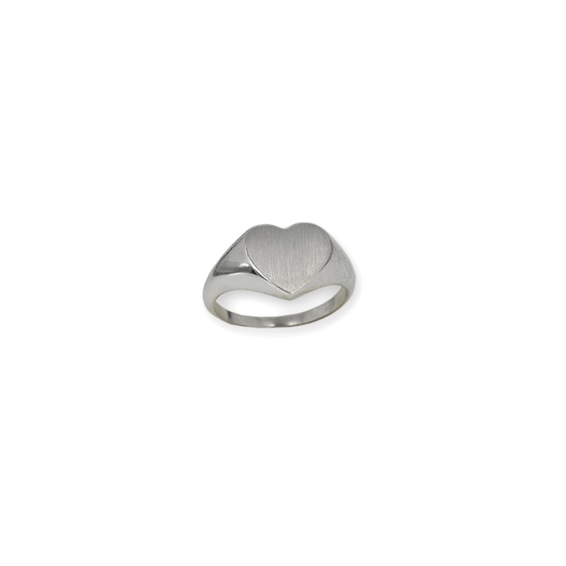 Satin heart signed ring
