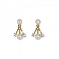 Jacket earrings pearls and zircons
