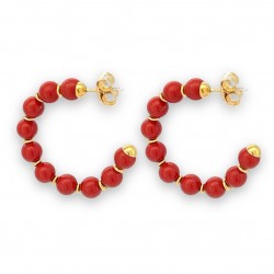 Red Coral Bead Hoop...