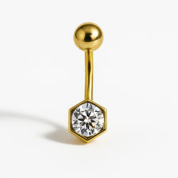 Hexagonal stone navel piercing