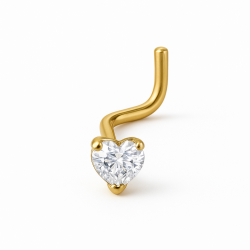 Nose Stud Piercing Heart CZ