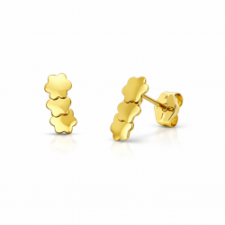 Gold Flower Climber Earrings