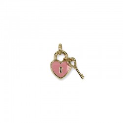 Enameled heart pendant with key