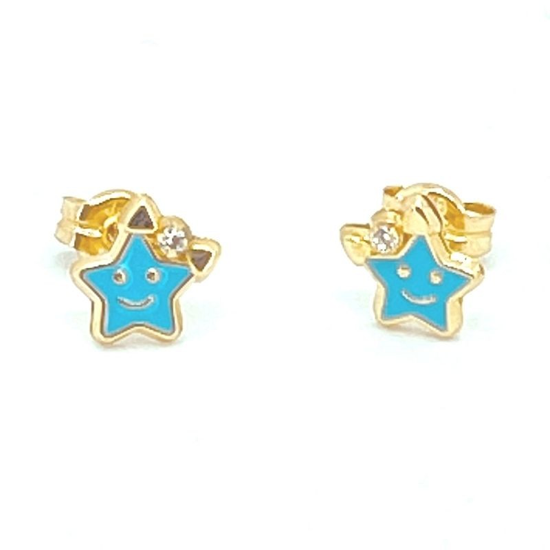 Enameled star earrings with bow