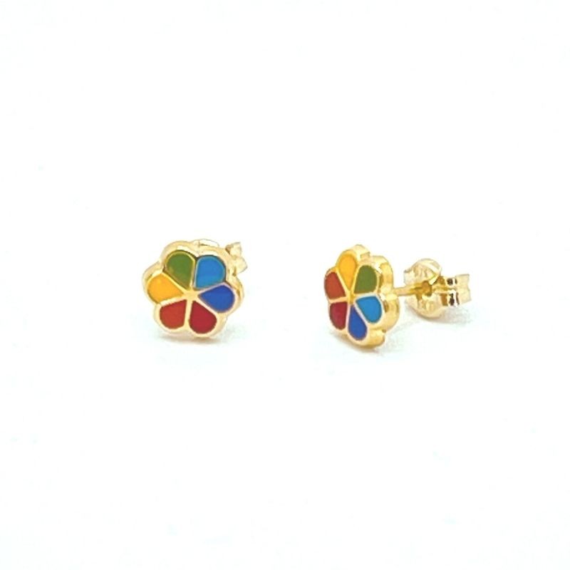 Enamel rainbow flower earrings