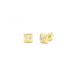 Square earrings with beveled stone